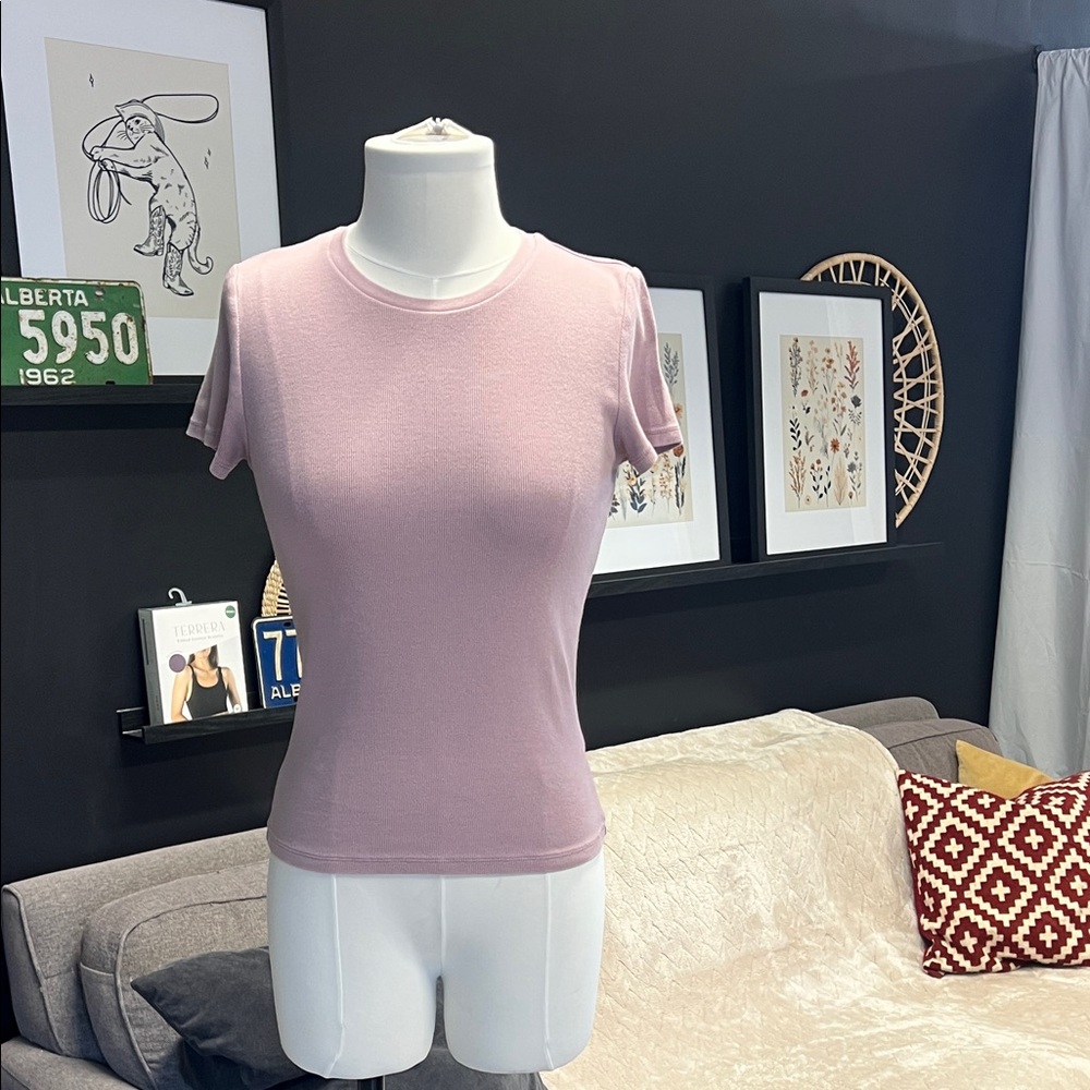TNA Light Purple Short Sleeve Tee Cotton, medium